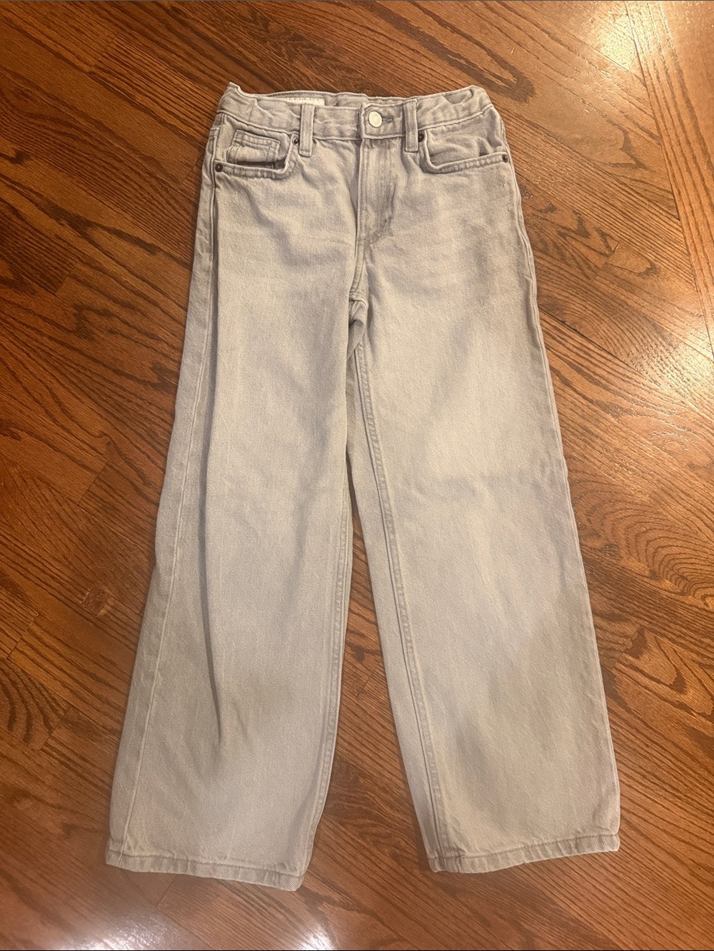 Zara Classic High-Rise Wide-Leg Jeans - Light Beige